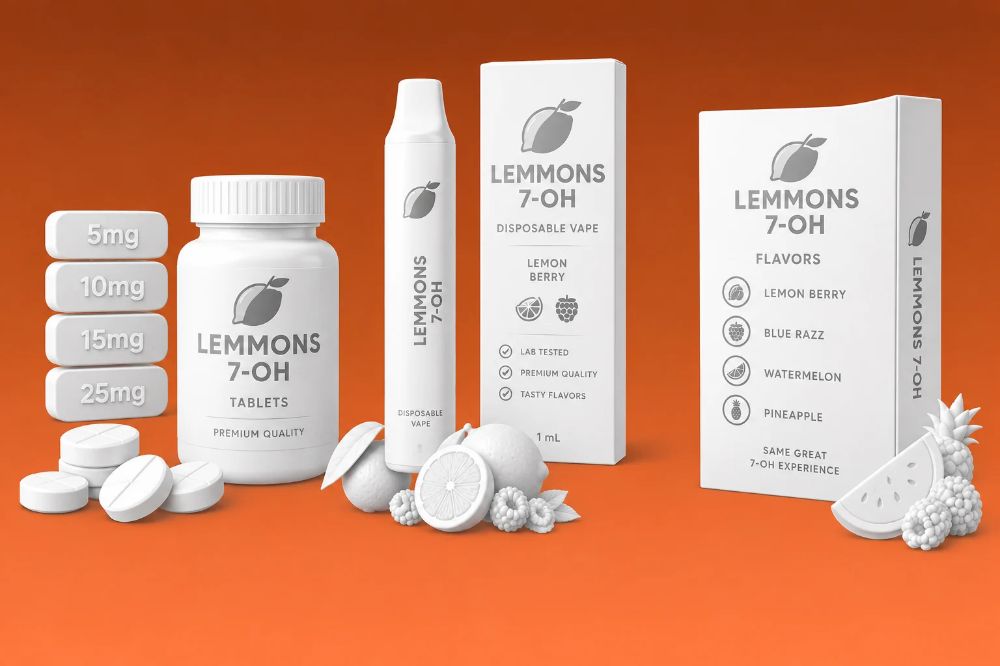 Lemmons 7-OH Brand Overview: Tablet Strengths, Disposable Vape, Flavors & Labels - 7OH.com