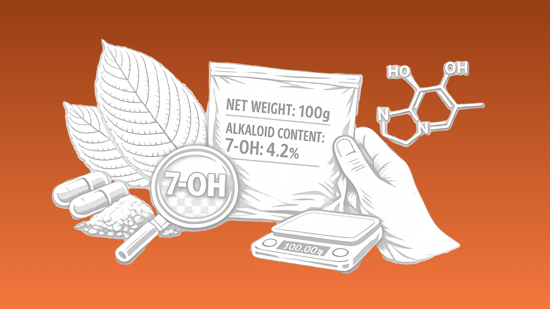 Reading the Net Weight and Alkaloid Content on a 7-OH Label - 7OH.com