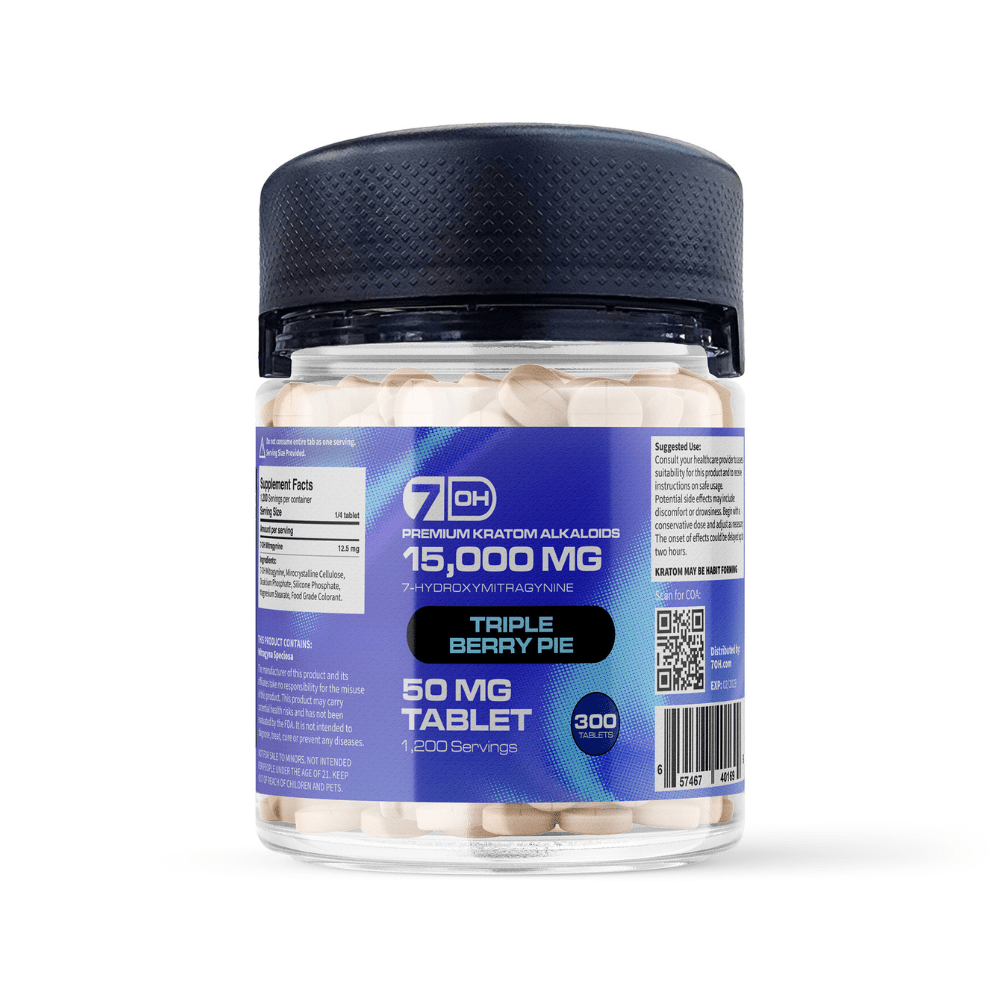 7OH.com Premium Kratom Alkaloid Tablets (15000mg - 300 Count) - 7OH.com