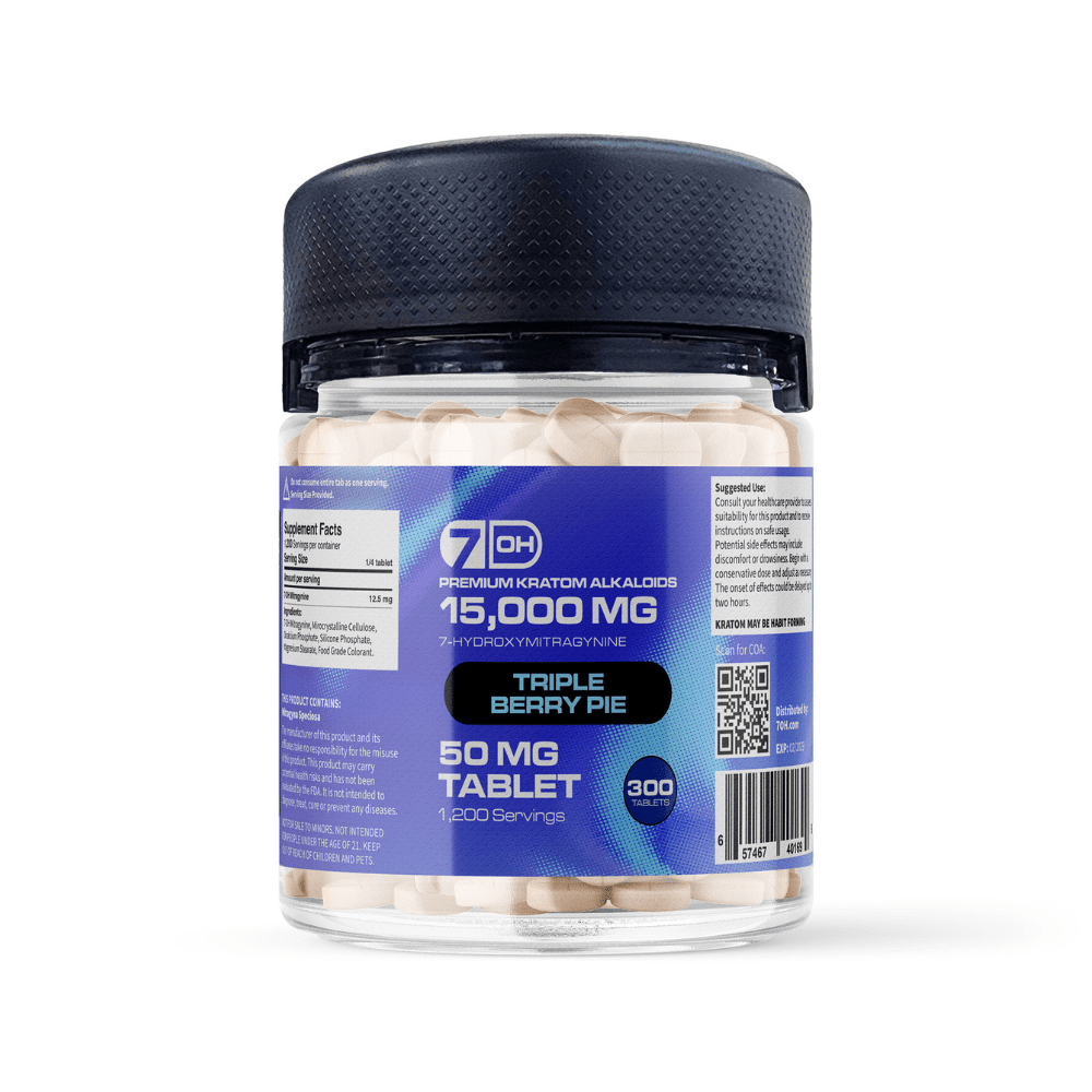 7OH.com Premium Kratom Alkaloid Tablets (15000mg - 300 Count) | BOX OF 10 - 7OH.com