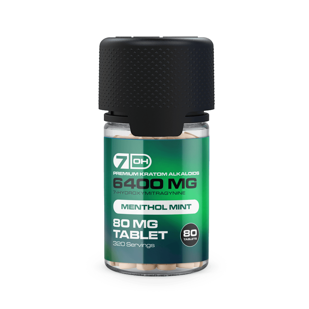 7OH.com Premium Kratom Alkaloid Tablets (6400mg - 80 Count)
