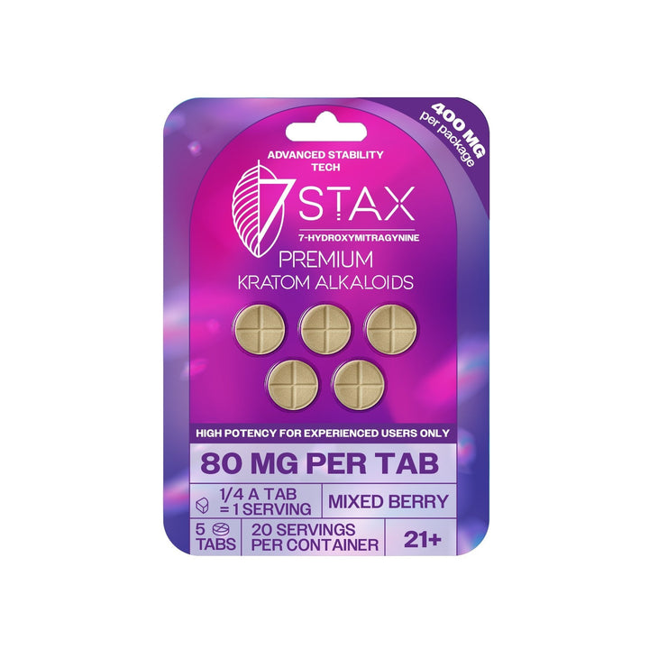 7Stax Premium 7 - OH Kratom Alkaloid Tablets (400mg - 5 Count) - 7OH.com