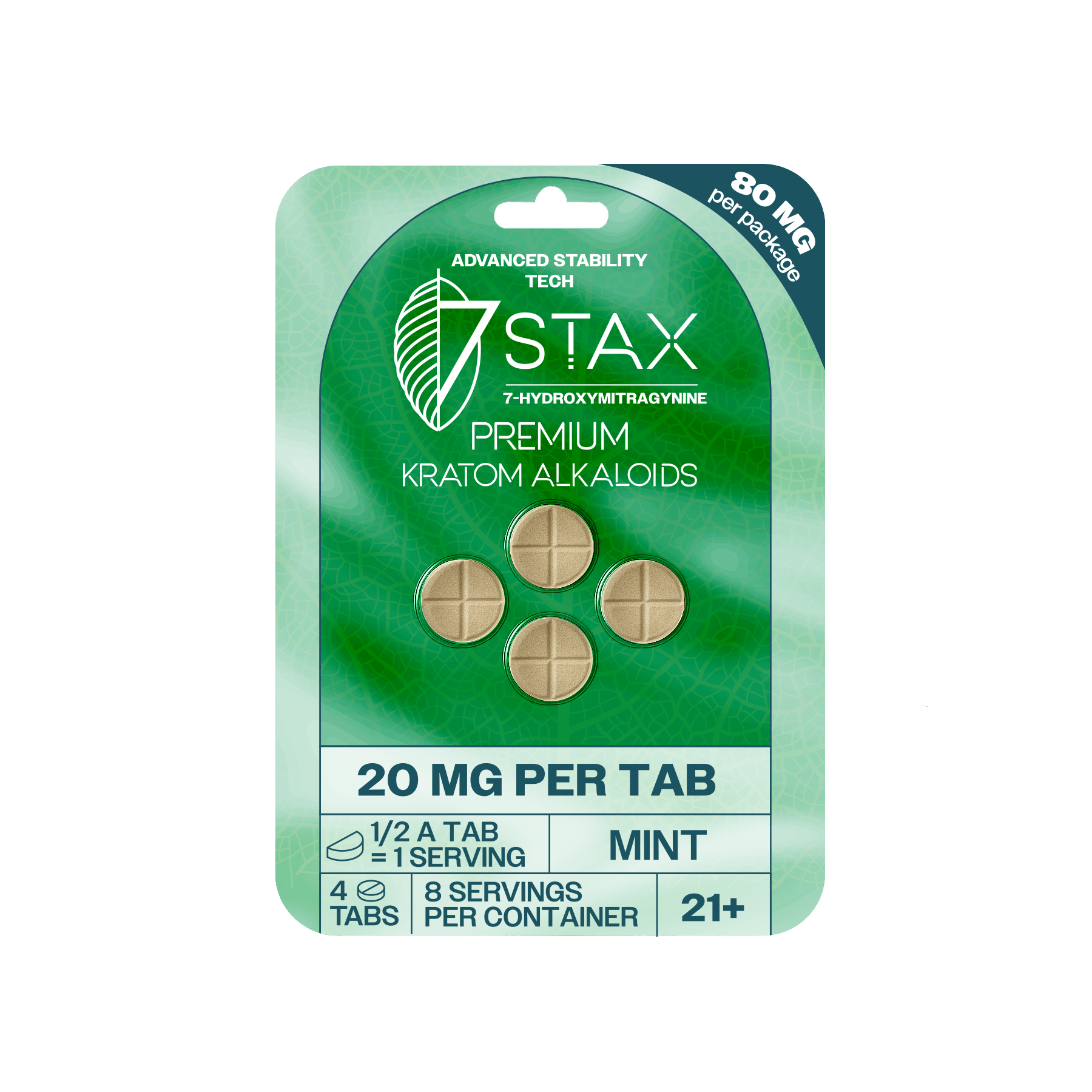 7Stax Premium 7-OH Kratom Alkaloid Tablets (80mg - 4 Count)
