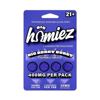 Big Homiez 7-OH Tablets 400mg 4 Count pack, Big Berry Burst