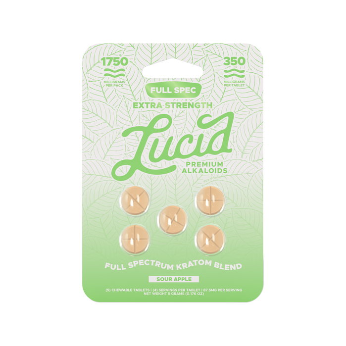 Lucid Extra Strength Full Spectrum Kratom Blend Tablets (1750mg - 5 Count) - Sour Apple