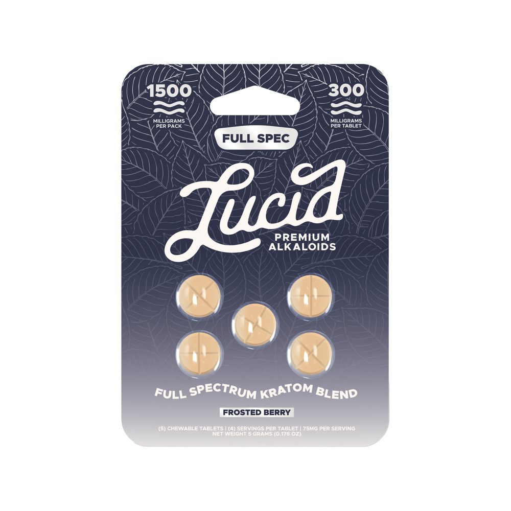 Lucid Full Spectrum Kratom Blend Tablets (1500mg - 5 Count) - Frosted Berry