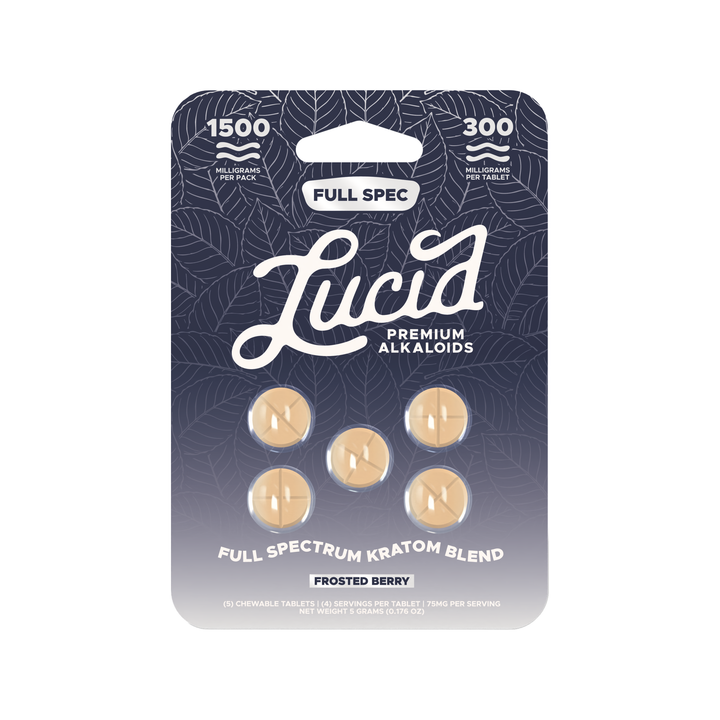 Lucid Full Spectrum Kratom Blend Tablets (1500mg - 5 Count) - Frosted Berry