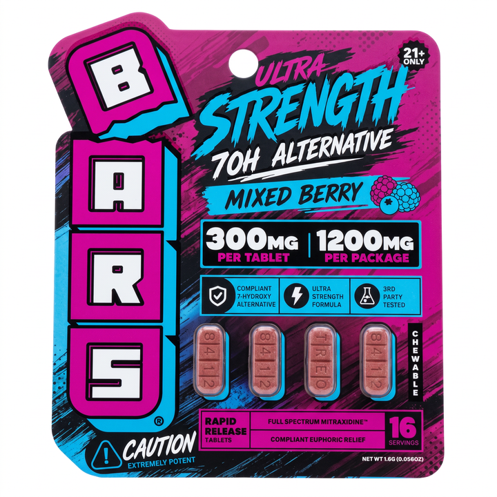 Tre House BARS Ultra Strength 7-OH Alternative Tablets (1200mg - 4 Count) - Mixed Berry