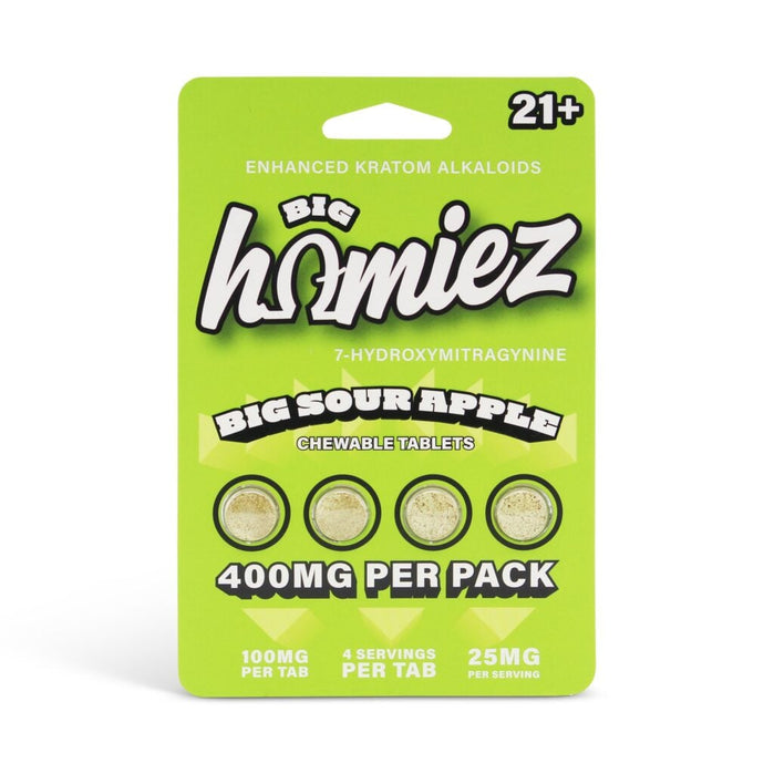 Big Homiez 7-OH Tablets 400mg 4 Count pack, Big Sour Apple