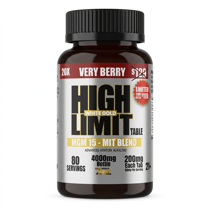 High Limit by 7ORZ White Gold MGM-15 + MIT Tablets (4000mg - 20 Count) - 7OH.com