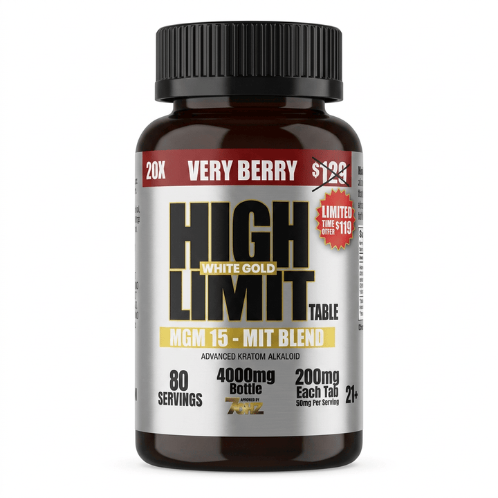 High Limit by 7ORZ White Gold MGM-15 + MIT Tablets (4000mg - 20 Count) - 7OH.com