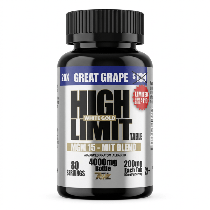 High Limit by 7ORZ White Gold MGM-15 + MIT Tablets (4000mg - 20 Count) - 7OH.com