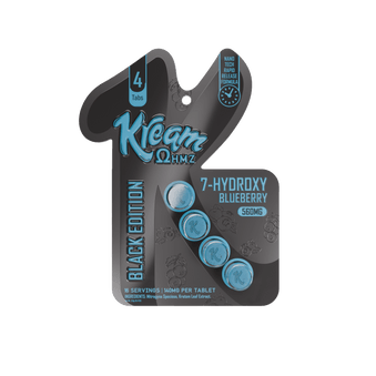 Kream Black Edition 7-OH tablets in blueberry, 140mg per tablet, 4-count blister pack