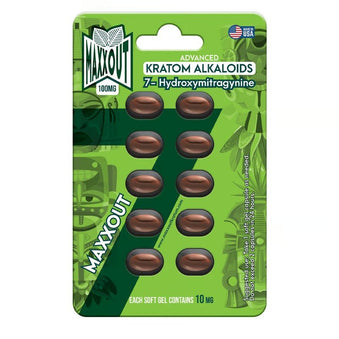 Maxx Out Advanced Kratom Alkaloid 7-OH Soft Gels (100mg - 10 Count) - 7OH.com