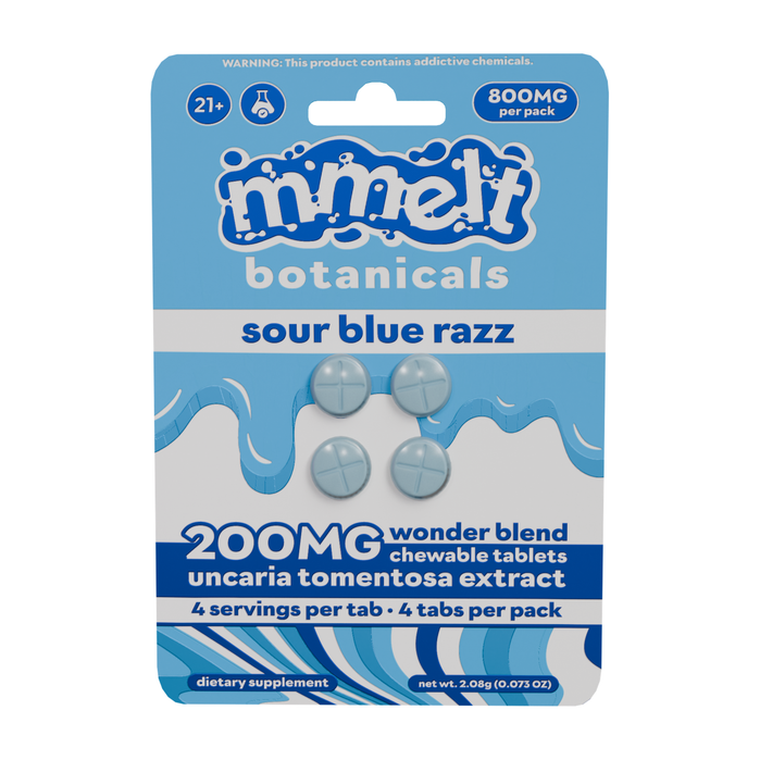 mmelt Botanicals Wonder Blend Uncaria Tomentosa Tablets (800mg - 4 Count) - Sour Blue Razz