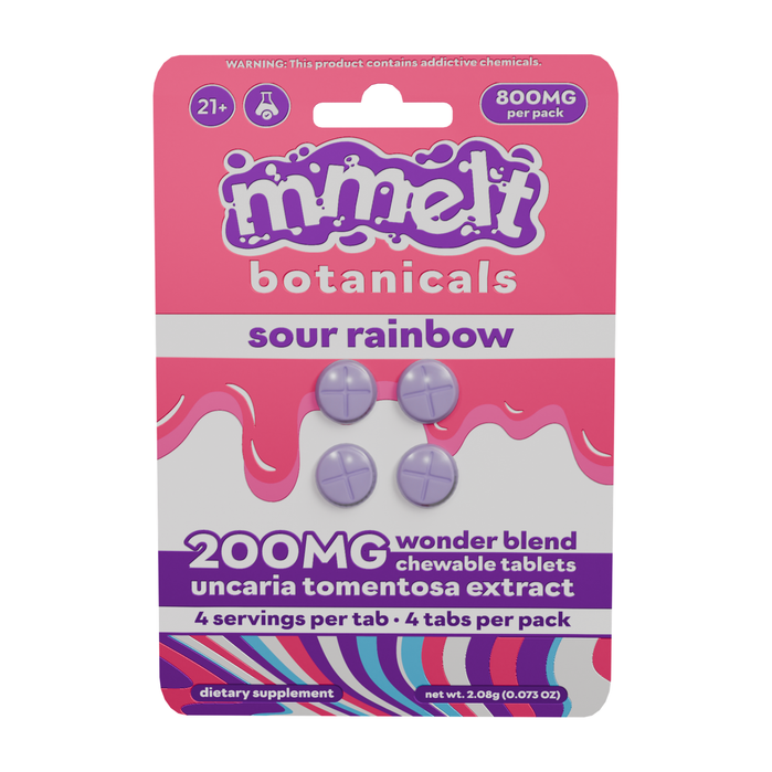 mmelt Botanicals Wonder Blend Uncaria Tomentosa Tablets (800mg - 4 Count) - Sour Rainbow