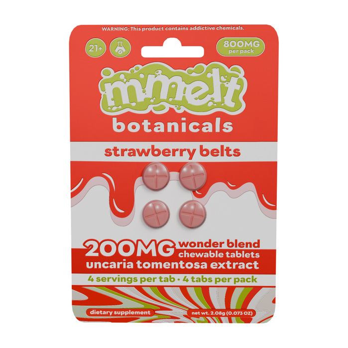 mmelt Botanicals Wonder Blend Uncaria Tomentosa Tablets (800mg - 4 Count) - Strawberry Belts