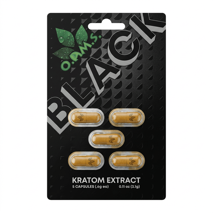 O.P.M.S. Black Kratom Capsules (5 Count) - 7OH.com
