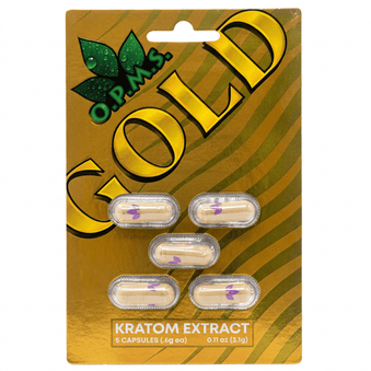 O.P.M.S. Gold Kratom Capsules (5 Count) - 7OH.com