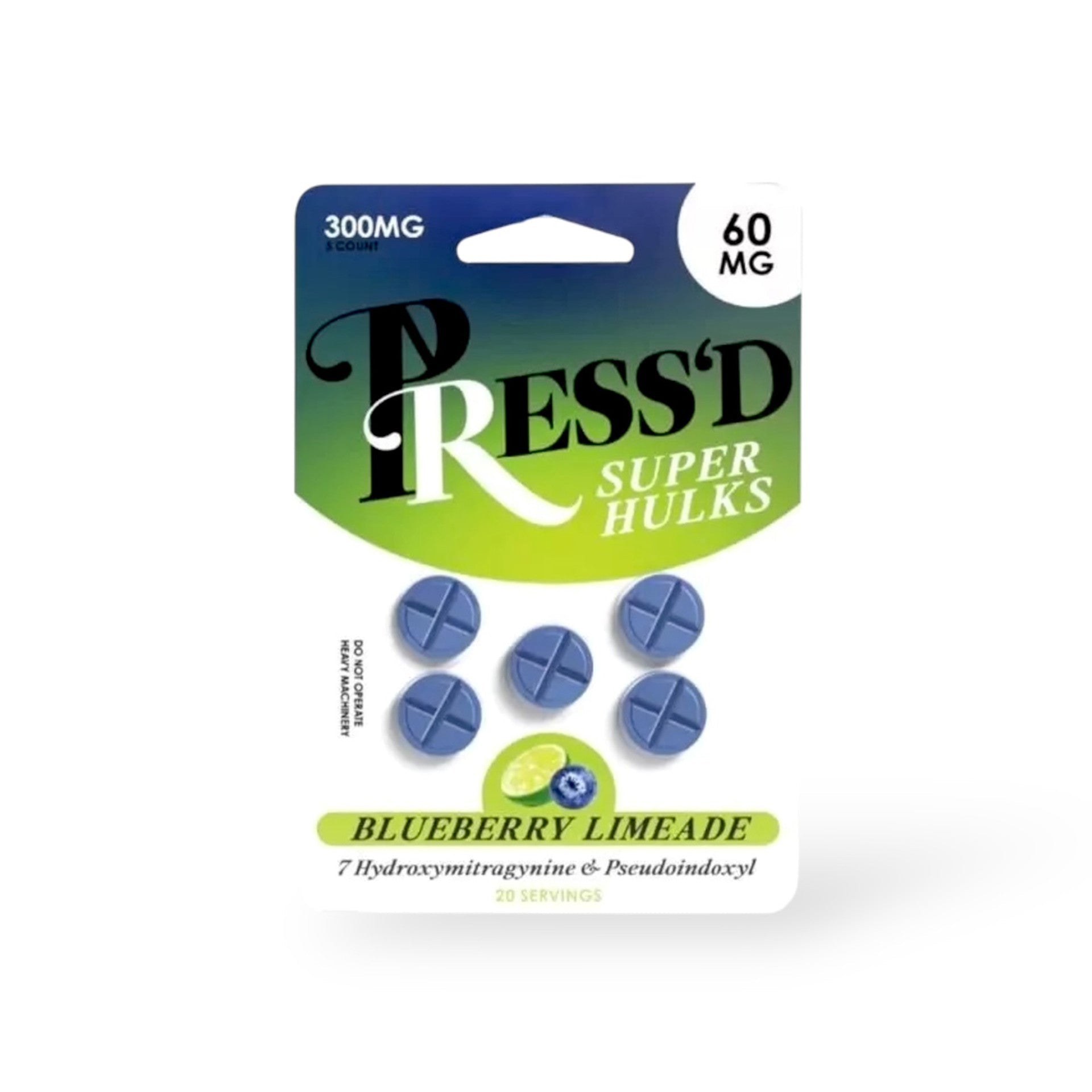 Press'd Super Hulks 7-OH & Pseudo Tablets (300mg - 5 Count) | BOX OF 10