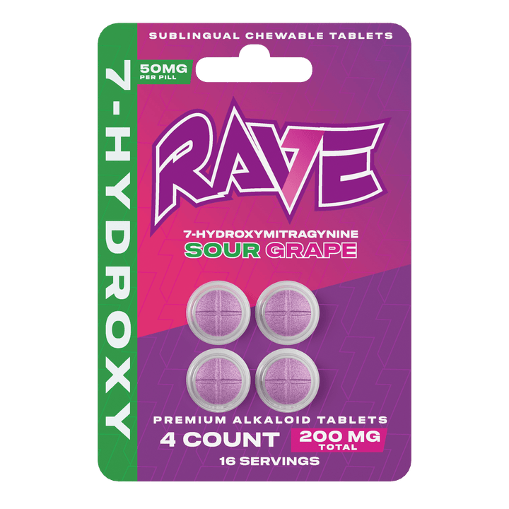 RAVE 7-OH Tablets (200mg - 4 Count) - 7OH.com