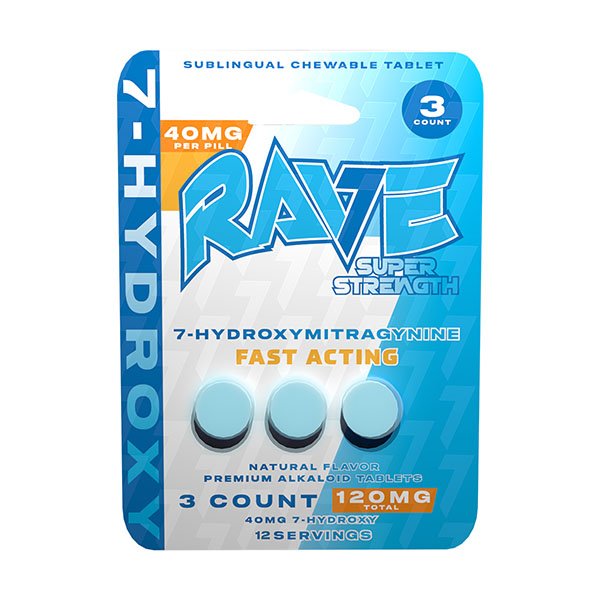 RAVE Super Strength Premium Alkaloid 7-OH Tablets (120mg - 3 Count) - 7OH.com