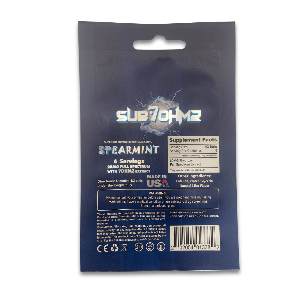 SUB7 - OHMZ Spearmint Kratom Strips (60mg - 3 Count) - 7OH.com