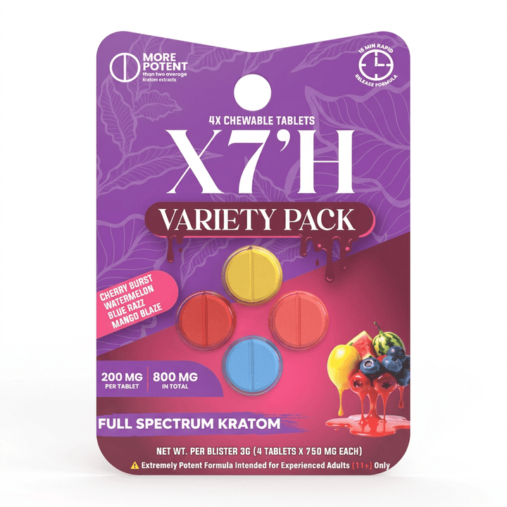 X7'H Kratom Tablets (800mg - 4 Count) - 7OH.com