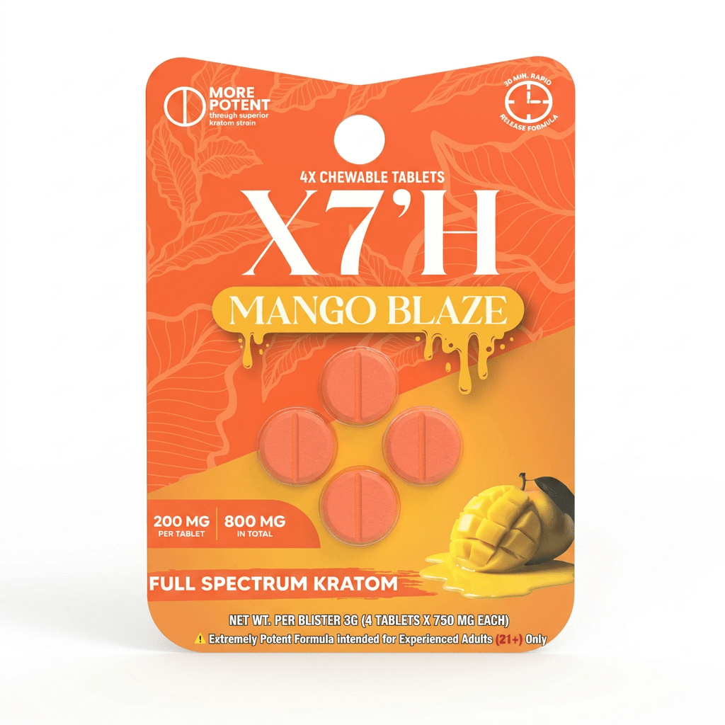 X7'H Kratom Tablets (800mg - 4 Count) - 7OH.com