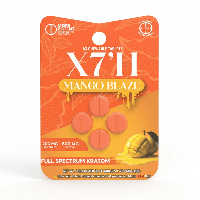 X7'H Kratom Tablets (800mg - 4 Count) - 7OH.com