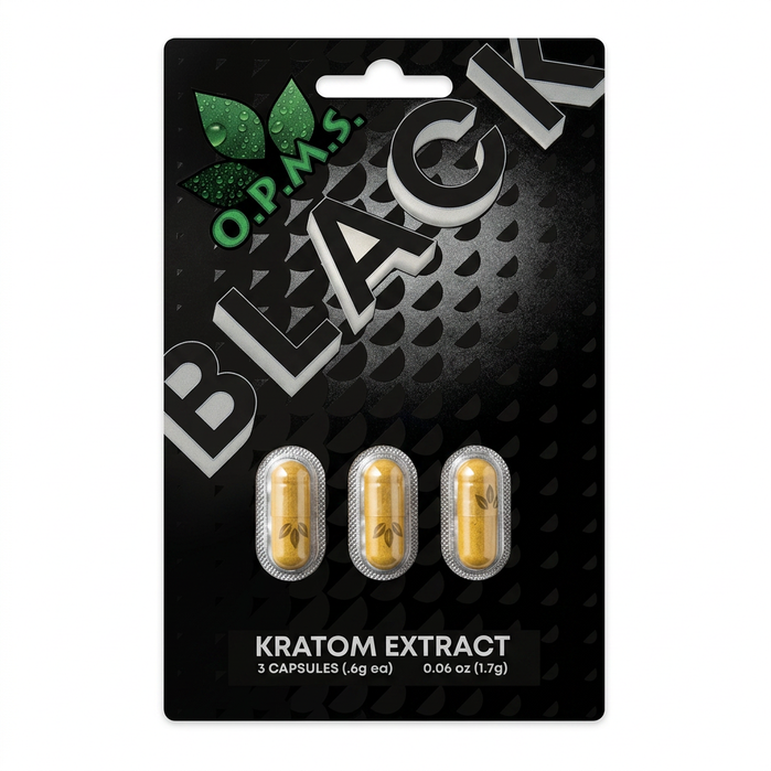 O.P.M.S. Black Kratom Capsules (3 Count)